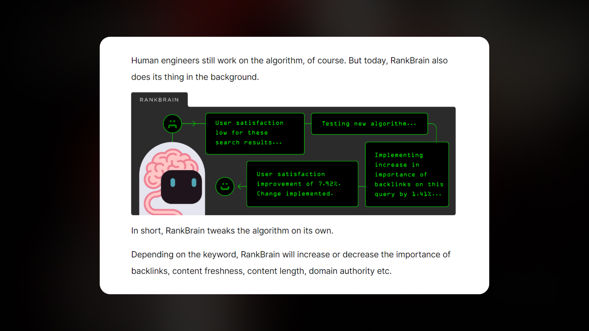 Зображення алгоритму RankBrain у вигляді робота
