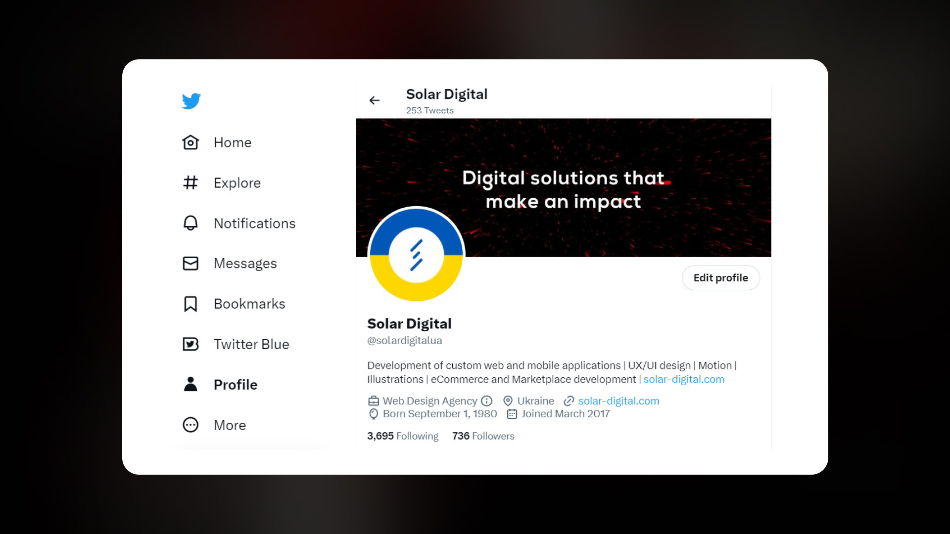 Twitter-акаунт Solar Digital